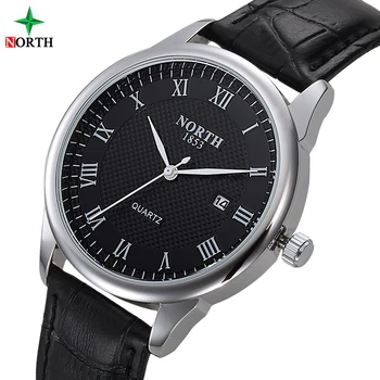 

Luxury Brand NORTH Mens Stainless Steel Bracelet Quartz Watch Fashion Gold Silver Man Watch Style Men Dress Watch montre homme