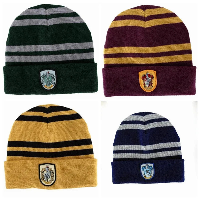 Смешанная шерсть вышивка кепка со значком Харри Поттер шапка для колледжа полосатая шляпа