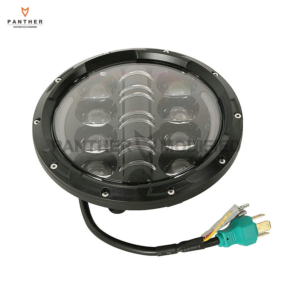 

7" 80W Motorcycle Projector High Low Beam DRL LED Headlight HeadLamp case for Harley Touring 1994-2013