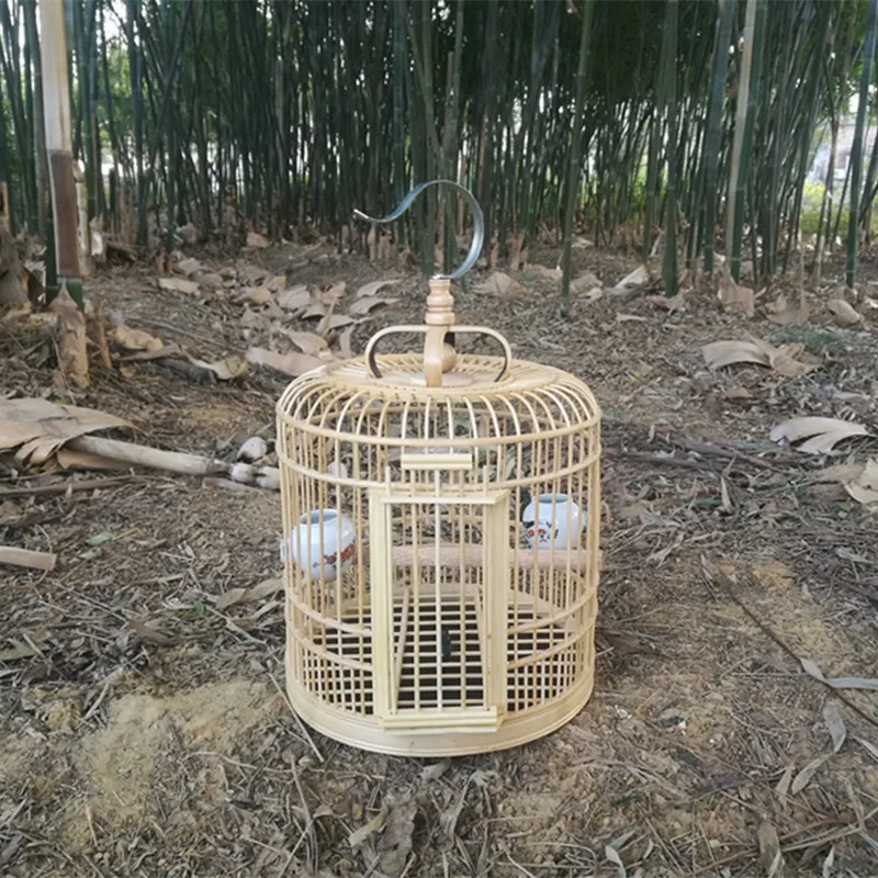 birdcage Bamboo Handmade cage Accessories Bird house box Home Decorations Hanging ornament bird tent decorative cage - Цвет: Light