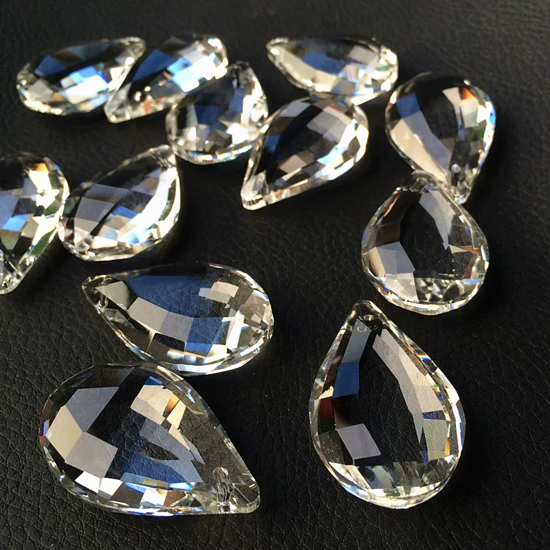 

200pcs/lot 38mm Clear Diamond Faceted crystal Prisms Glass trimming For Outdoor Christmas tree decoration