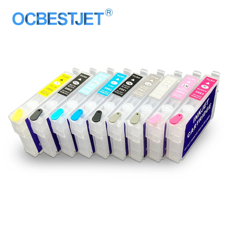 9 Colors/Set T0961 T0962 T0963 T0964 T0965 T0966 T0967 T0968 T0969 Refillable Ink Cartridge For Epson Stylus Photo R2880 Printer