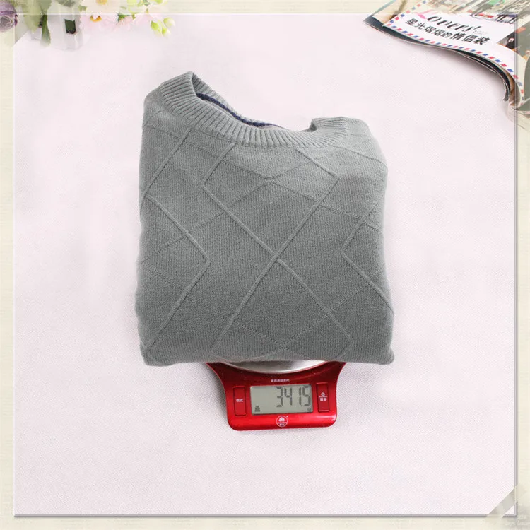  new arrival 100%goat cashmere cross grain knit men fashion solid o-neck pullover sweater dark red 2