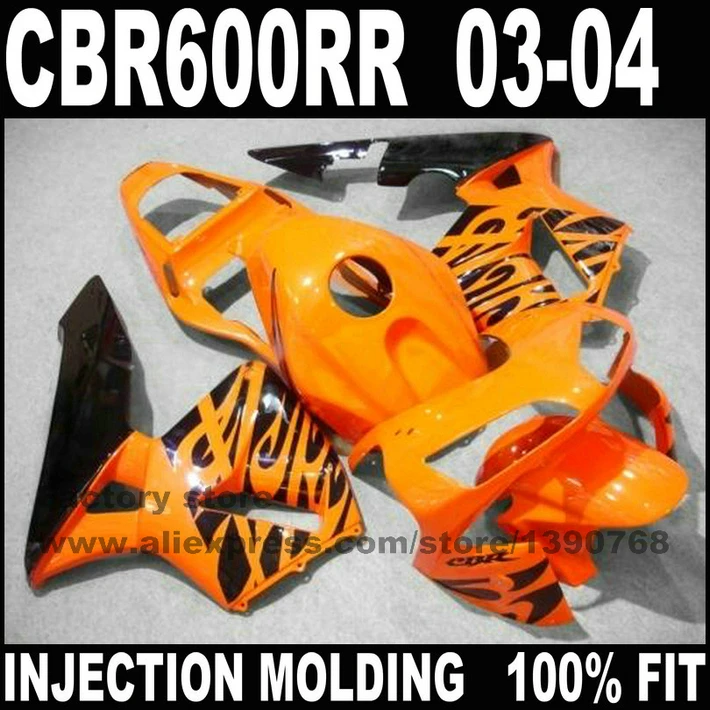 

Road/race Injection motorcycle part for HONDA CBR 600 RR  2003 2004 CBR600RR fairings set CBR600 03 04 orange black fairing kit