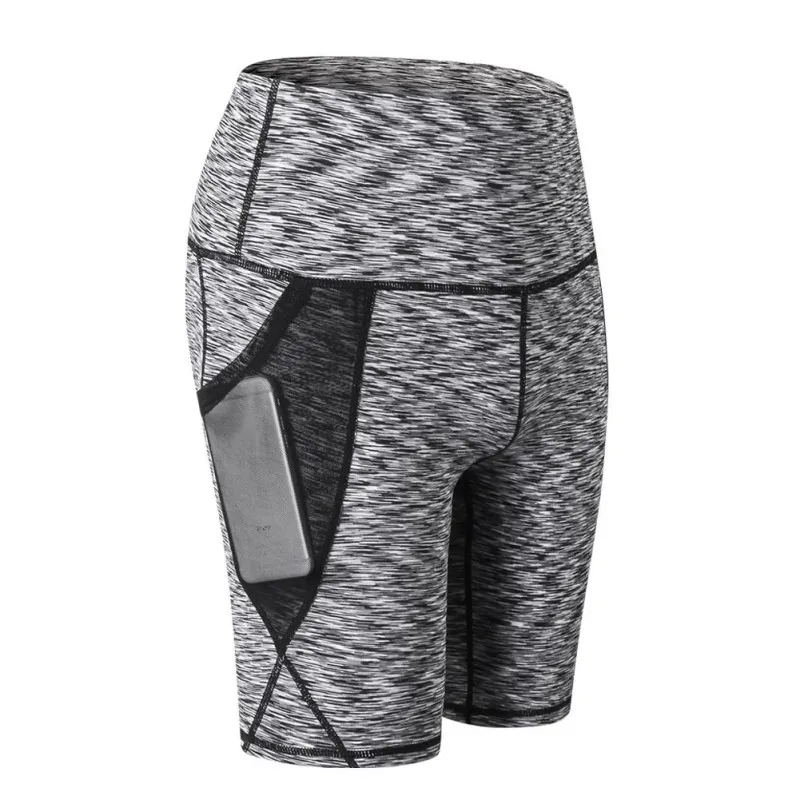 

Women High Waist Slant Pocket Running Training Sports Quick-drying Tight-fitting Stretch Fitness Sports Shorts Ladies Gym