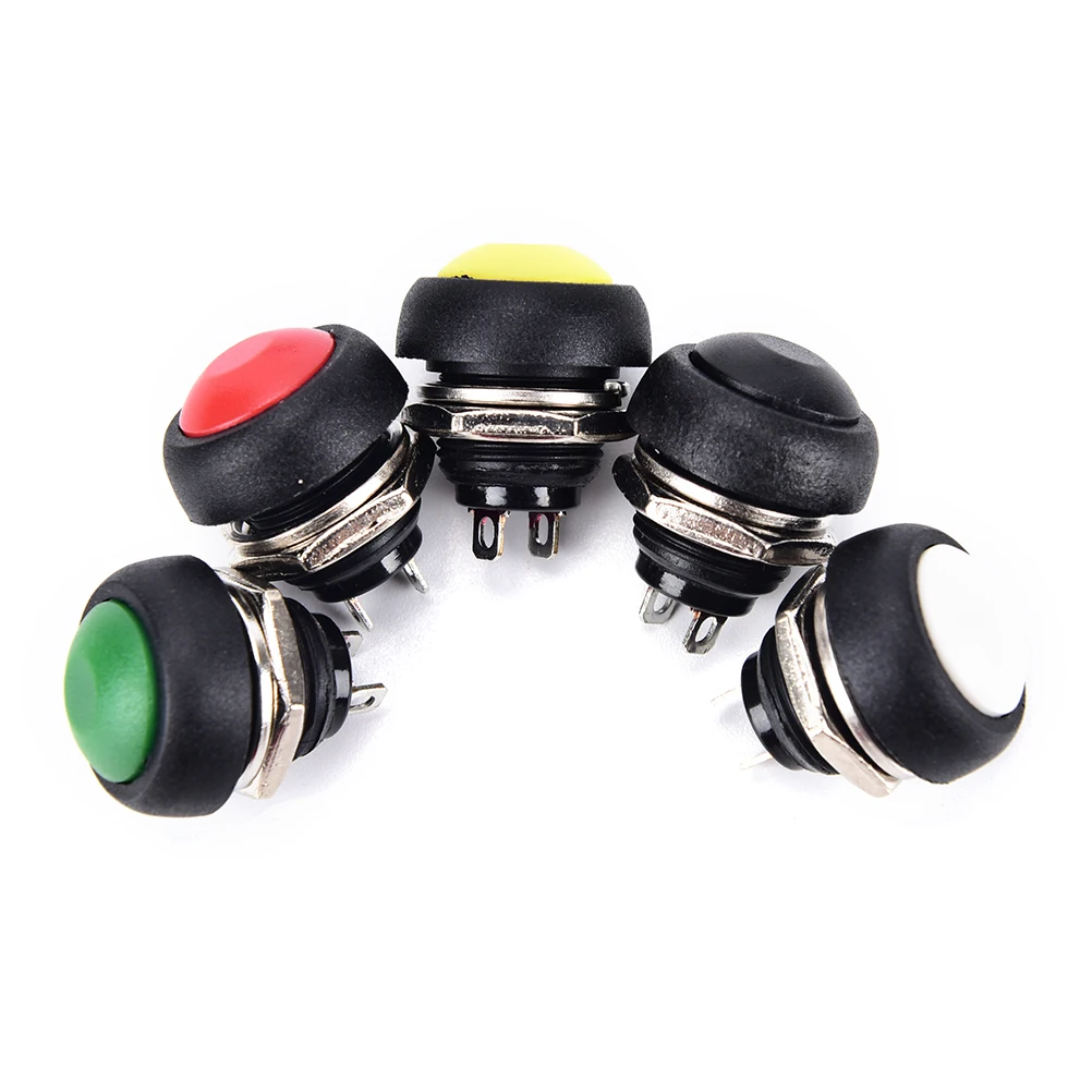 5PCS/LOTuseful creative Waterproof Momentary Push button Switch Black/Red/Green/Yellow/Blue 11.8mm