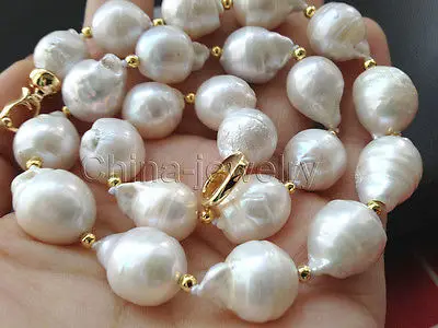 

Wholesale FREE SHIPPING >>> HUGE 18"13-15MM AUSTRALIAN SOUTH SEA GENUINE WHITE NUCLEAR PEARL NECKLACE 14KGP