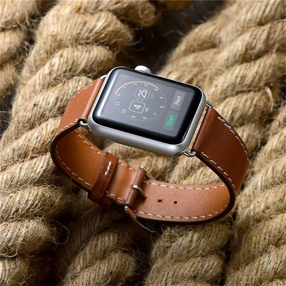 Кожаный ремешок для Apple watch band 44 мм correa apple 42мм 38 40 Iwatch 5 4 3 одиночный Тур pulseira