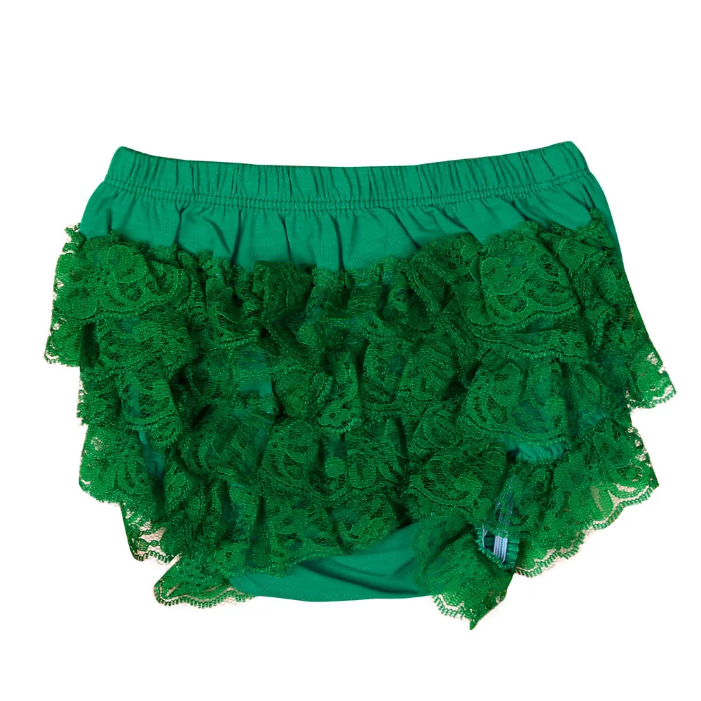 Кружевные трусики-шаровары с оборками для малышей и девочек, нижнее белье для подгузников, красивые и хорошие шорты# c - Цвет: Dark Green