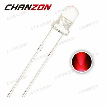 CHANZON 100pcs Clear Lens LED Diode 3mm Red Transparent Ultra Bright Round 3 mm LED 2V 20mA Light Emitting Diode Lamp Components