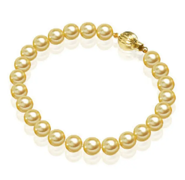 

charming AAA 9-10mm golden South Sea Shell Pearl bracelet 7.5-8 inch ck