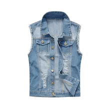 2019 Vest Мужская безрукавка Джинсовая куртка Мужчины Ковбойские Джинсовые жилеты негабаритных 6XL