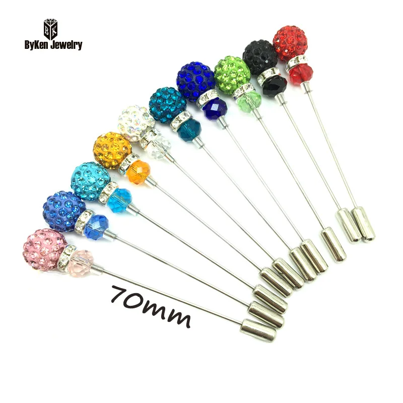 

10pcs rhinestone crystal ball bead Hijab Steel Pins Muslim Hijab Brooches Crytstal bead Pin Women Safety Scarf Silver Pins