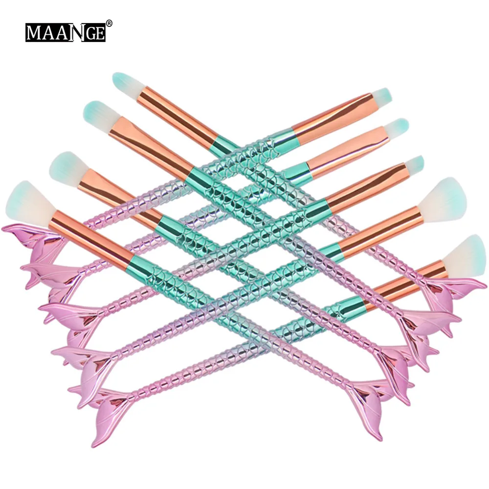 

Pro 6-10pcs Makeup Brushes Set Mermaid Shell Beauty Cosmetic Tool Powder Foundation Eye Shadow Concealer Lip Make Up Brush Kits