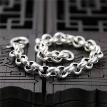 S925 стерлингового серебра простой бешенство круг со сменными круглыми пряжками браслет Ретро тайский серебряный Серебряные ювелирные изделия Для мужчин и Для женщин модели