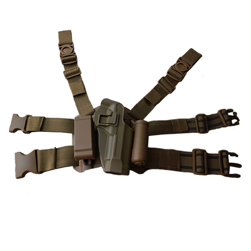 Военная Боевая кобура для ног, Чехол для оружия, тактическая кобура для правой ноги бедра для пистолета Beretta 92/96/M9 с сумкой для журналов - Цвет: Tan leg holster