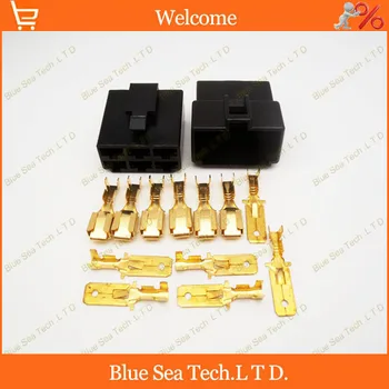 

6.3mm 6 Way/pin Electrical Connector Kits Male&Female sets for E-Bike,Motorcycle,Motorbike,car etc.Black color