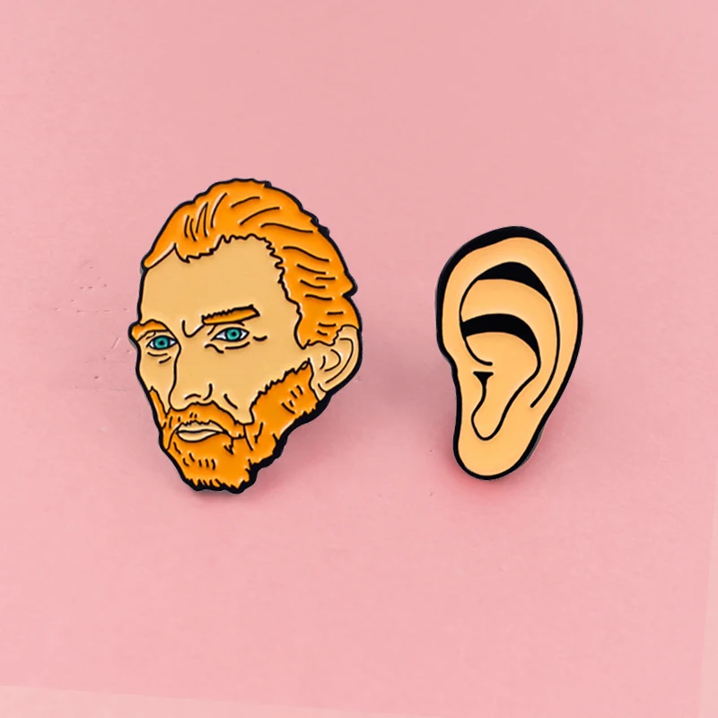 

Artist Vincent Van Gogh & Ear Brooches Artist Lapel pins Enamel pins Painting Denim Bags Hats Backpack Jewelry Gift Spille
