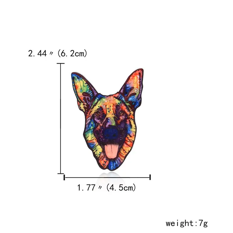 Rinhoo, акриловая брошь с принтом в виде цветов, животных, милых бульдогов, лабрадоров, собак, головок, булавки, ювелирные изделия для женщин, мужчин, броши для костюма, булавки - Окраска металла: open-eyed Dog
