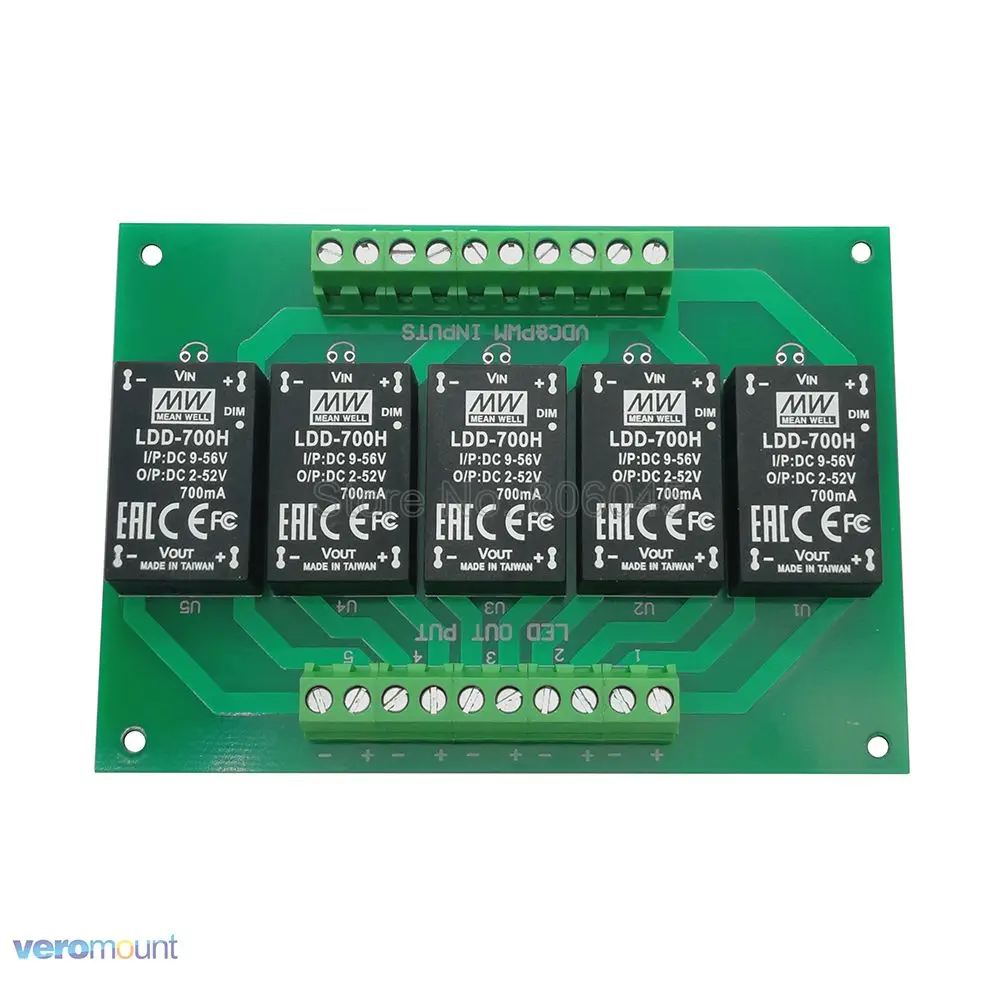 Meanwell LDD 5UP 700H DC - DC Constant Current Step-Down LED Driver +PCB Board For DIY 5 Channel Aquarium Fish Tank Led Emitter Meanwell LDD 5UP 700H DC - DC Constant Current Step-Down LED Driver +PCB Board For DIY 5 Channel Aquarium Fish Tank Led Emitter