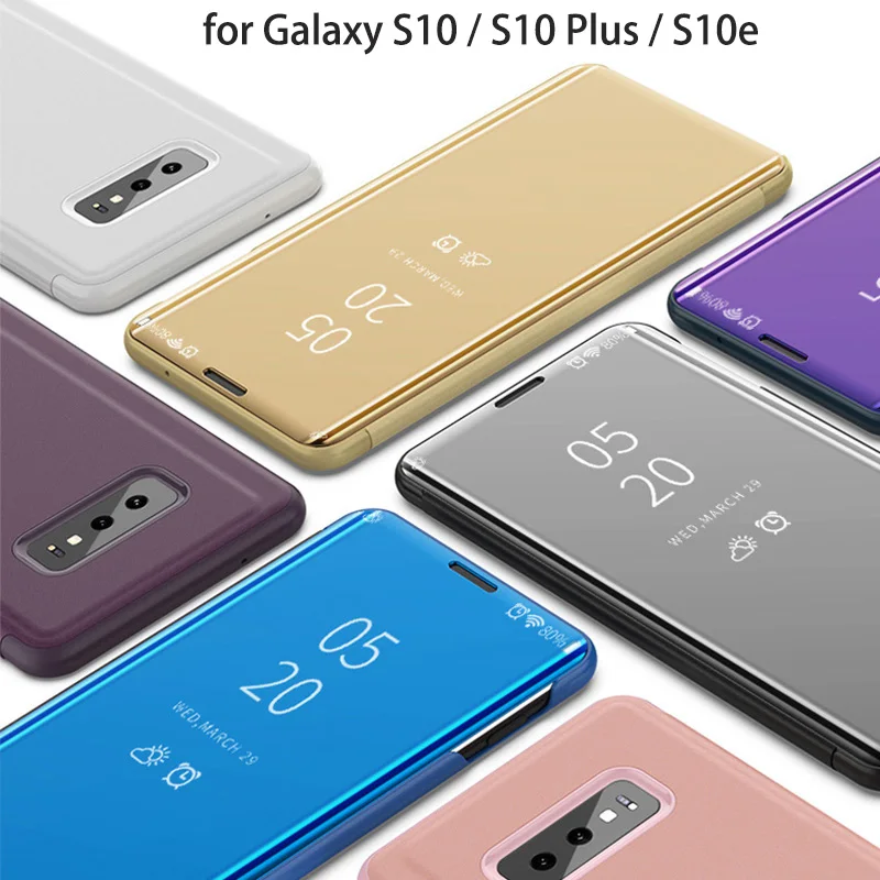Прозрачный зеркальный флип чехол для Samsung Galaxy S10 Plus S10e|Чехлы-портмоне| |