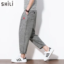 Фирменная Новинка летние льняные Повседневные штаны для мужчин Для мужчин Твердые Тонкий дышащий джоггеры Треники Лен Хлопок Большой Размеры M-5XL прямые брюки