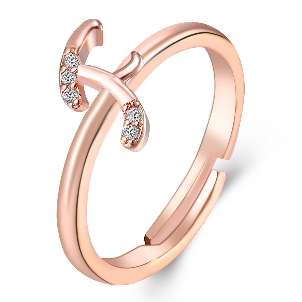 Fashion A-Z 26 Letter Rings For Women 2018 New Rose Gold Silver Color Engagement Wedding Name Ring Female Statement Jewelry 1PC