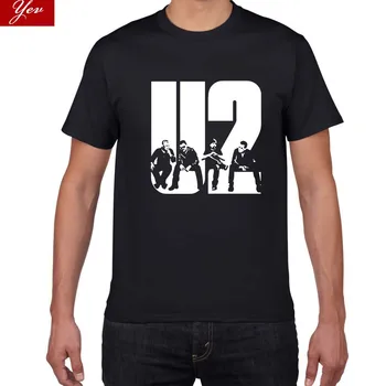 103 2018 جديد U2 تصميم الصيف قمصان قصيرة الأكمام تي شيرت عادية القطن تي شيرت موضة قميص الرجال ضئيلة تي شيرت مجسم الرجال س الرقبة تيز بلايز