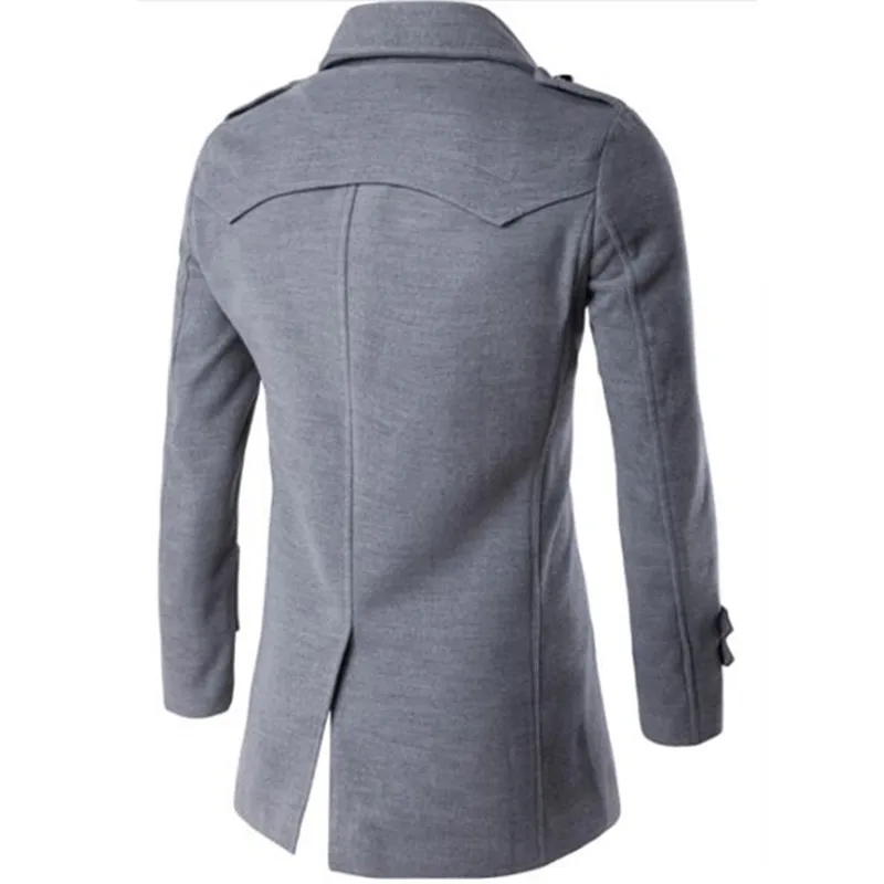 New Men Casual Pure Color Double-breasted Coats Fashion Men Turn-Down Collar Cotton Blends Overcoats For Male Autumn Winter New Men Casual Pure Color Double-breasted Coats Fashion Men Turn-Down Collar Cotton Blends Overcoats For Male Autumn Winter