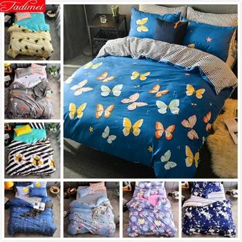

Butterfly Cartoon Pattern Duvet Cover Quilt Comforter Case 3/4 pcs Bedding Set King Queen Single Size Kids Child Bed Linens 1.8m