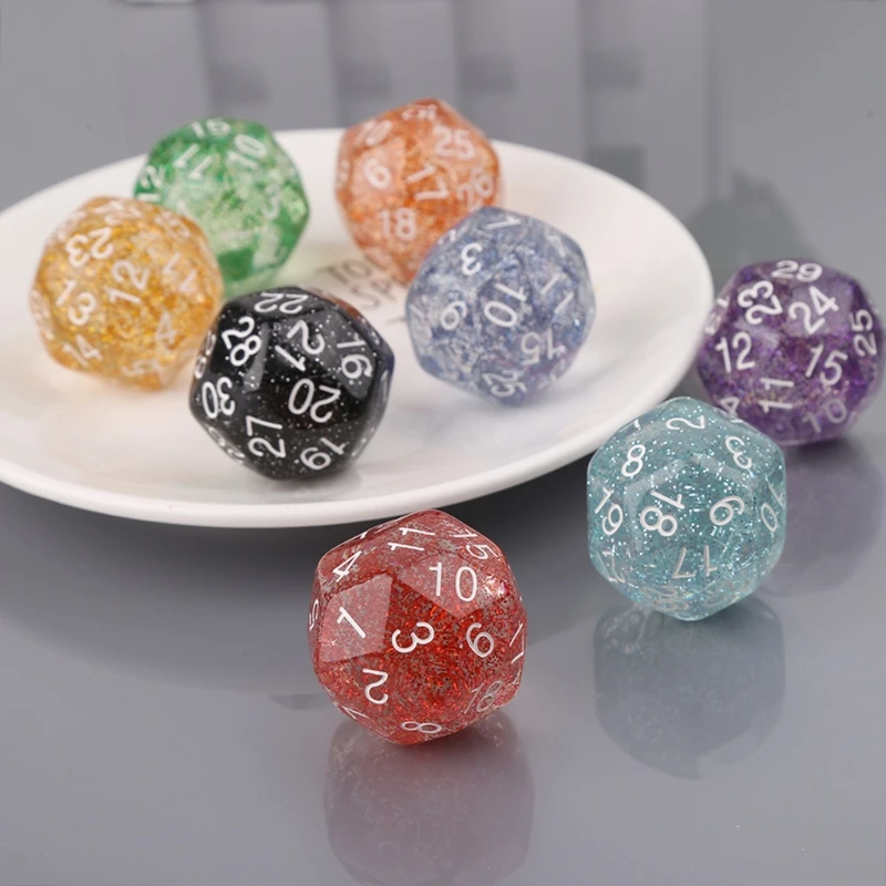 

2pcs 30 Sided Transparent Resin Dice Dungeons&Dragon D&D RPG Board Game Club Toy