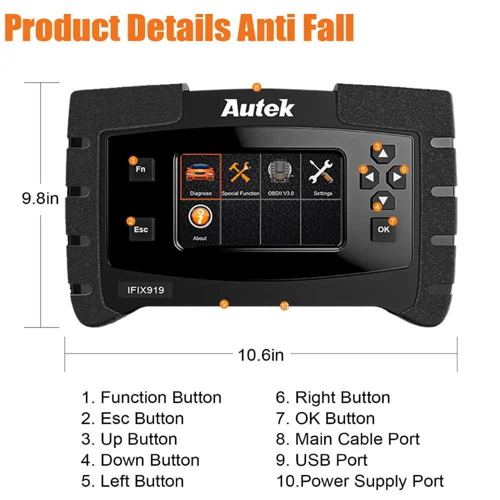 Autek IFIX919 атомотивный сканер ABS кровотечение/масло услуги/EPB сброс Профессиональный ODB2 OBD2 сканер 9 языков бесплатное обновление