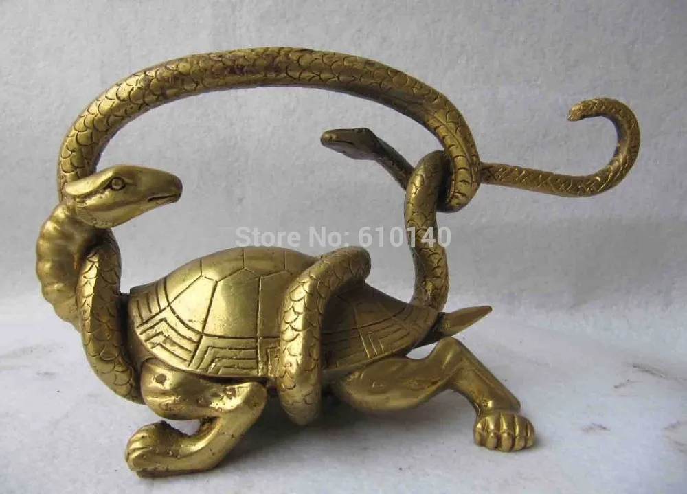 

china Excellent Copper brass Dragon Turtle Snake Myth Basaltic God beast statue