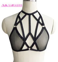 bra and panty Women Sexy Lingerie Harness Set Elastic Strap Crop Top Body Cage Goth Pentagram UnderPants Adjustable Bondage Body Harness plus size bra and panty sets