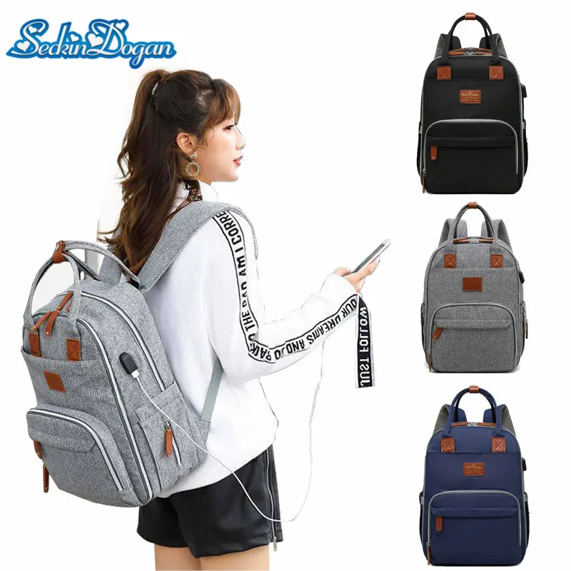 

Baby Diaper Bag Large Capacity Nappy Backpack Bag Multifunction Travel Nusing Bag USB Charging Waterproof Maternity Backpacks