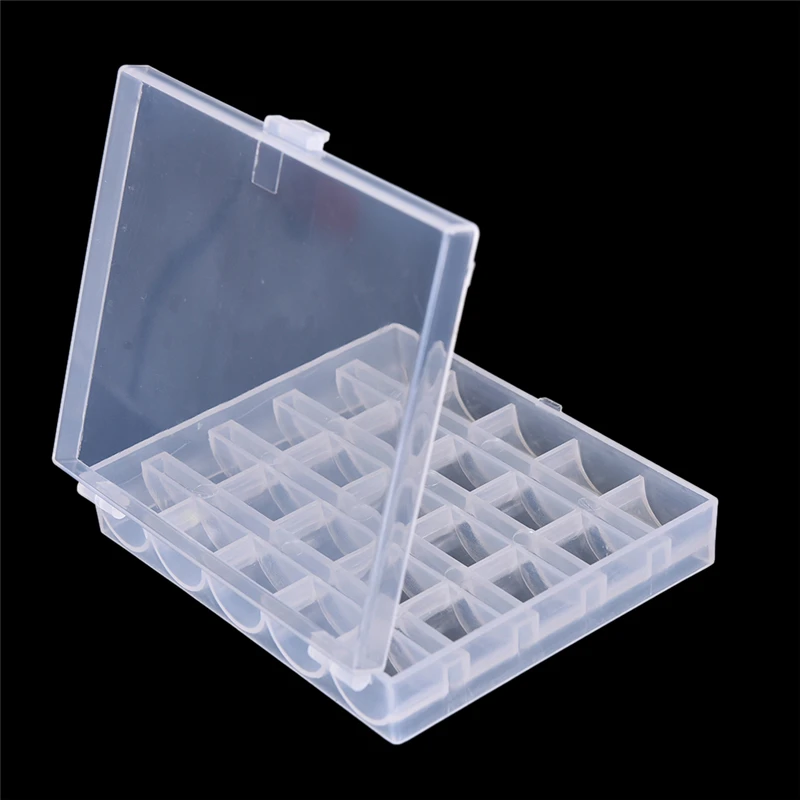 

NEW 25 Grids Empty Bobbins Sewing Machine Spools Clear Plastic Case Storage Box For Sewing Machine