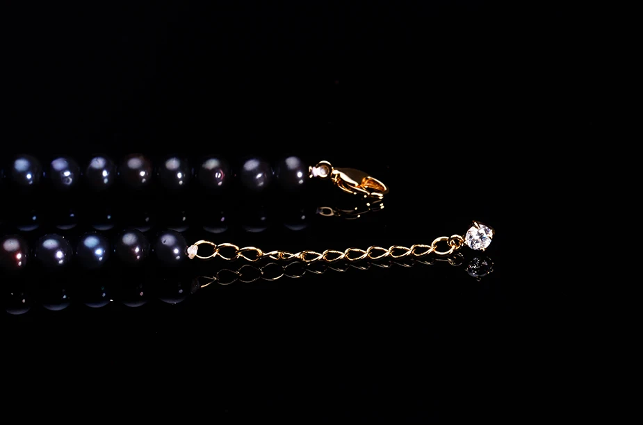 Hengsheng черный натуральный пресноводный жемчуг моды Цепочки и ожерелья для Для женщин, 6.5-7 мм рядом круглый черный жемчуг с 13-14 мм Большой брак
