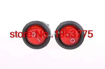 

100 Pcs SPST Red Neon Light On/Off Round Rocker Switch AC 6A/250V 10A/125V