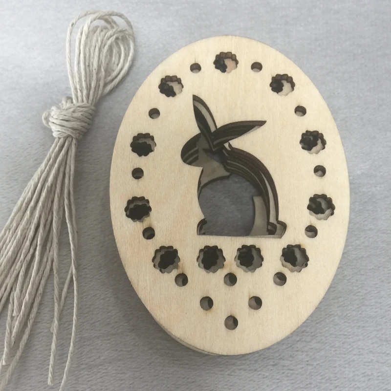 Rabbit wood ornament wood cut hanging decoration Wooden bunny ornament