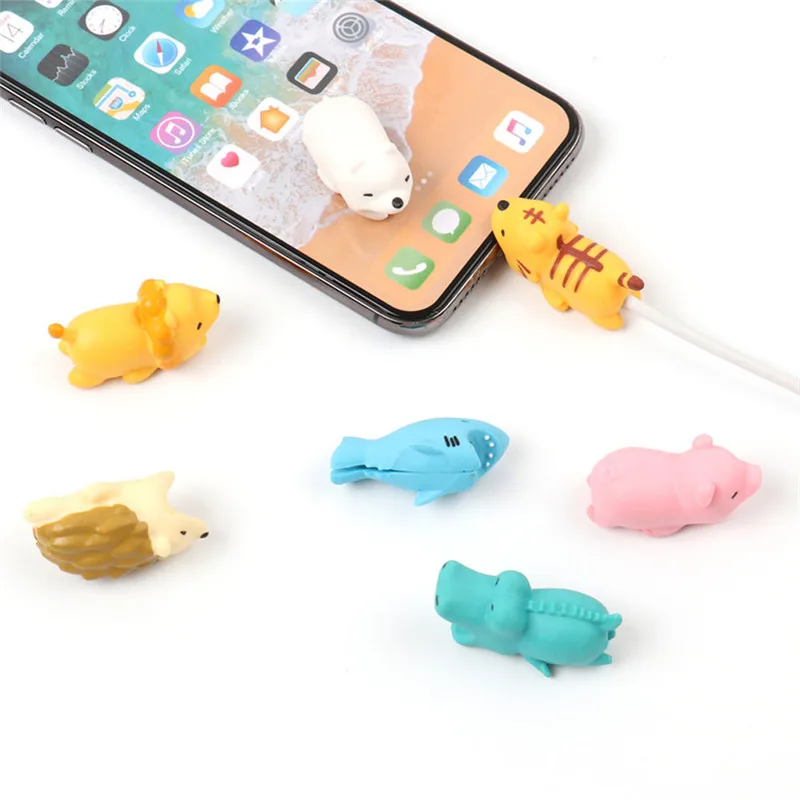 

Cute Shark Cat Animals Data Line Protector For Iphone X XS Max XR 7 8 Plus 6 6S Plus 5 5S SE Case For iphone accessories