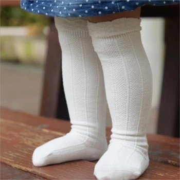 

Baby Girls Knee High Socks Kids Children Cute Princess leg Warmers Solid Cotton Toddler Girl Long Tube White Socks 0-3Year