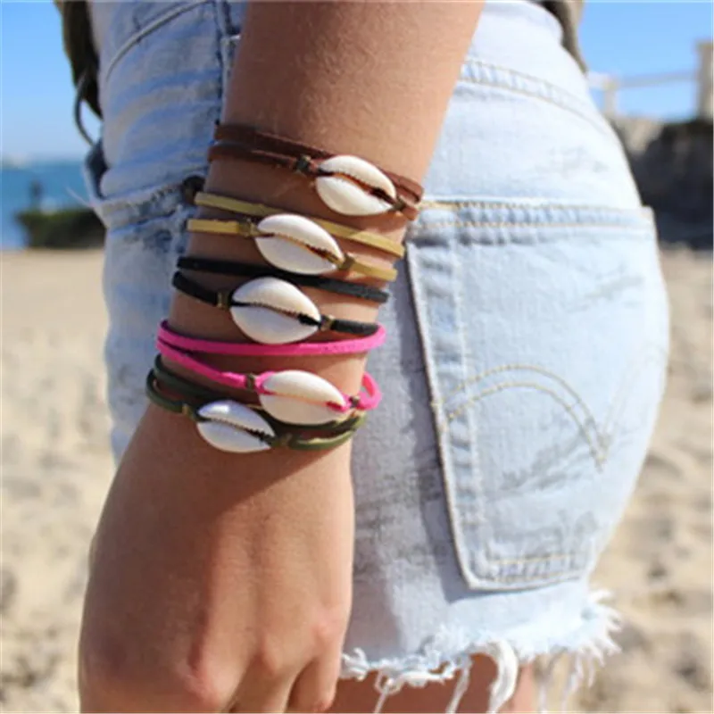 

3UMeter Boho Double Layer Rope Chain Link Bracelets for Women Fashion Natural Shell Bracelet Beach Jewelry Gift Drop Shipping