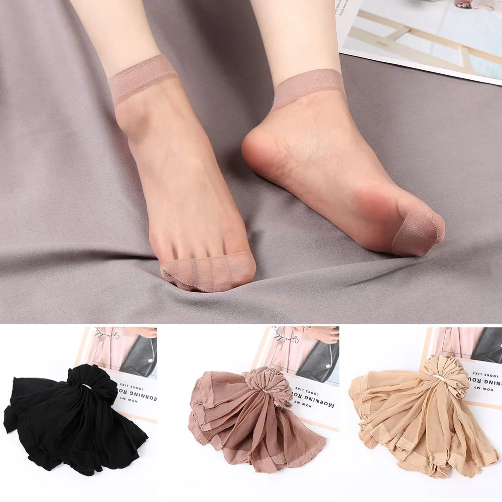 

5/10 Pairs/lot Hot Sale Summer Style Black Skin Color Sexy Women Lady Ultra Thin Silk Girl Short Ankle Low Cut Elastic Socks