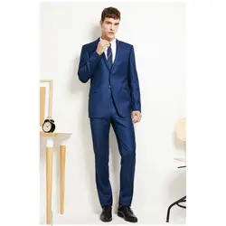 Элегантный синий мода Бизнес жениха Дизайн Нарядные Костюмы для свадьбы для мужчин 2017 Пром Костюмы Slim Fit Нотч 2 шт. мужские костюм