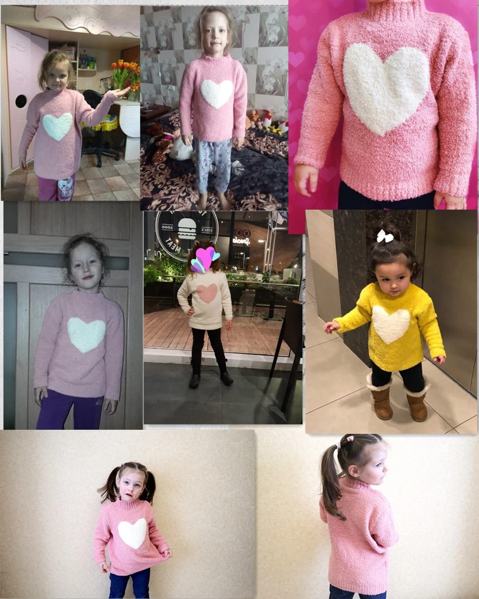 Свитер для девочек; коллекция года; теплый весенний вязаный свитер с длинными рукавами для маленьких девочек пуловер для девочек свитер с сердечками для девочек 4-8 лет