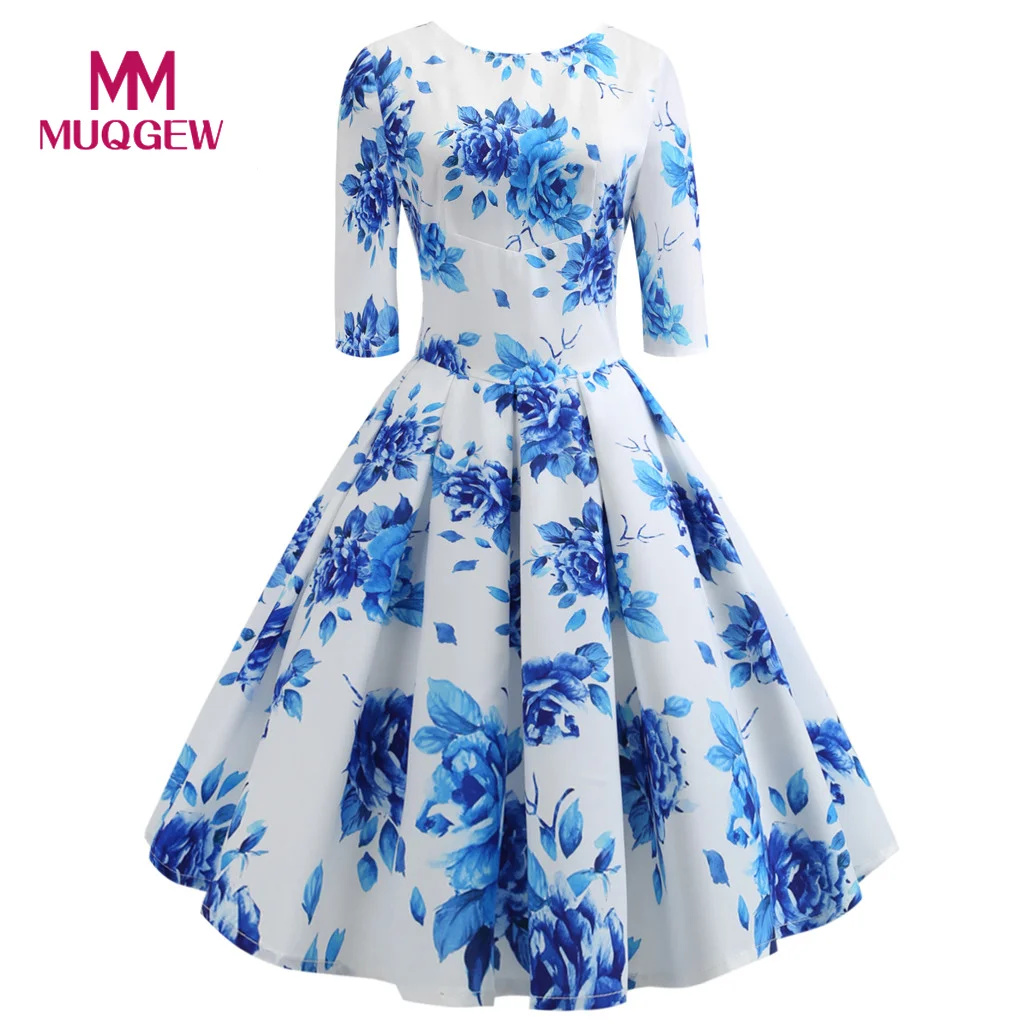 Women O-Neck Half Sleeve Vintage Floral Print Draped Formal Dresses Woman Party Night Maxi Summer Dress vestidos de verano Women O-Neck Half Sleeve Vintage Floral Print Draped Formal Dresses Woman Party Night Maxi Summer Dress vestidos de verano