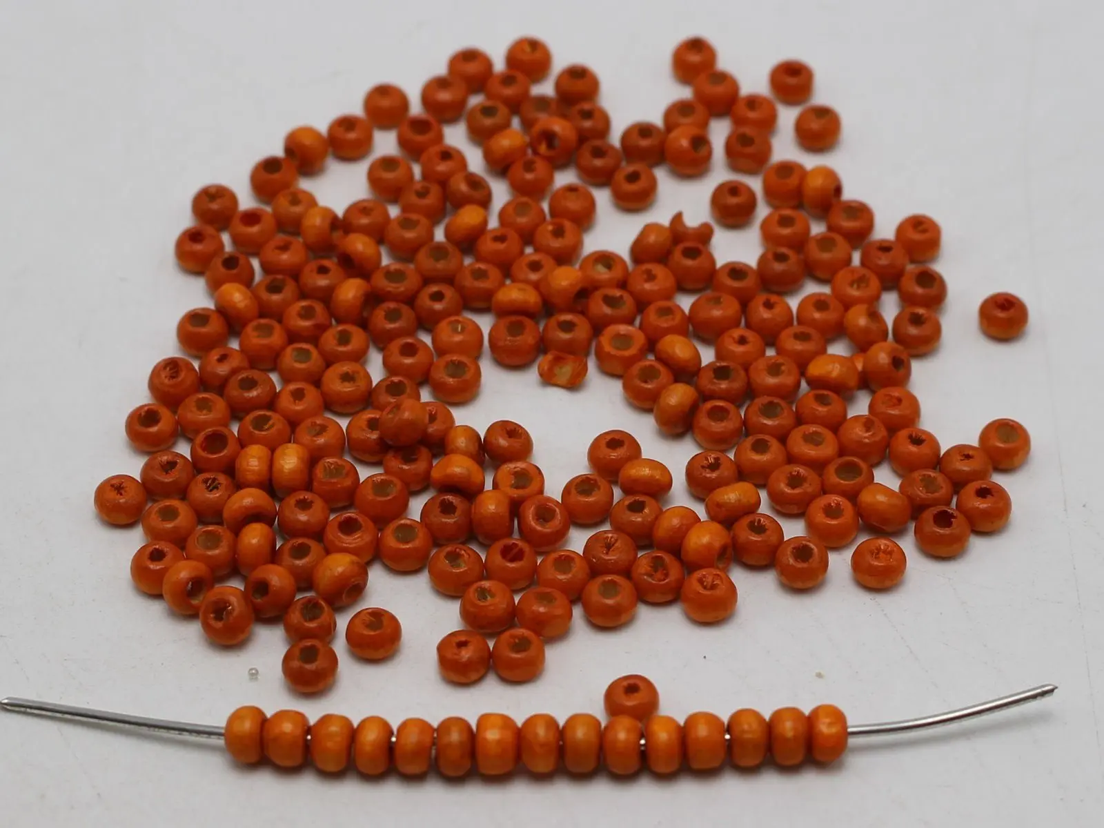 

1000 Orange 4mm Round Wood Seed Beads~Wooden Beads