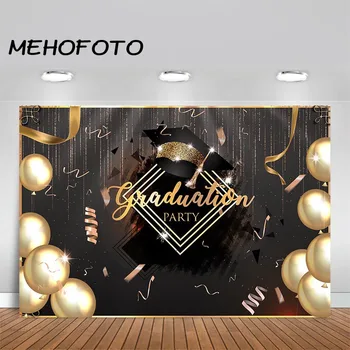 

MEHOFOTO Graduation Party Photography Backdrop Golden Glitter Balloon Class of 2019 Photo Studio Booth Background