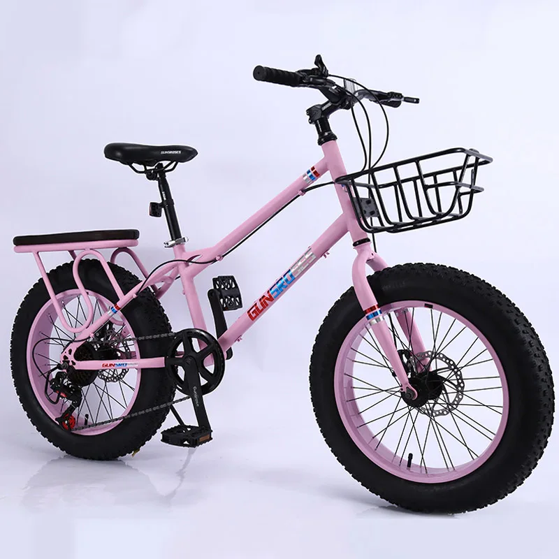 20 дюймовая Толстая шина велосипеда 7-скорость горный велосипед амортизирующие широкие шины велосипеда 4,0 экстра большие шины переменная скорость Снег велосипед - Цвет: pink