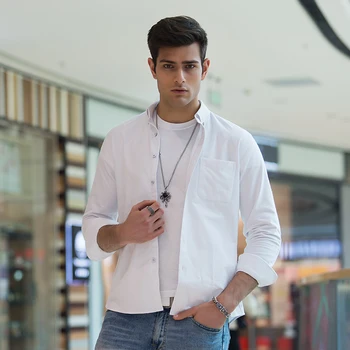 

New Arrival Men's 100% Cotton Oxford Casual Shirts Long Sleeve Formal Dress Shirts Men's Easy Care Business Formal Shirts